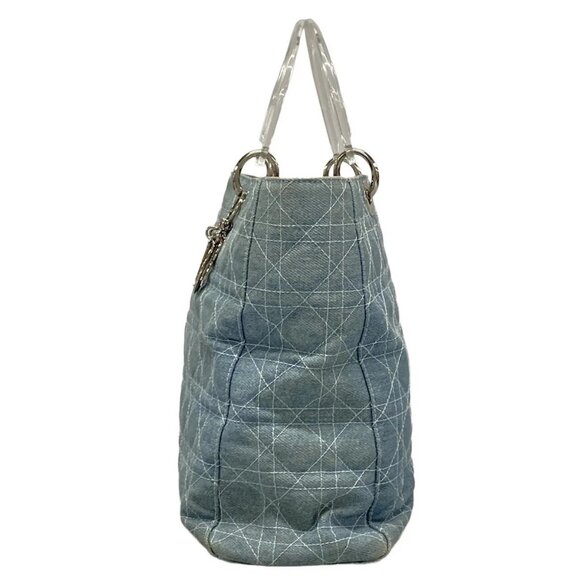 Auth DIOR/ChristianDior Cannage Stitch - Light Blue Denim Tote Bag - Picture 4 of 16